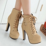 Stylish Buckles and Solid Color Design Women's High Heel Boots