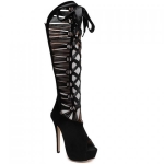 Fashionable Zip and Black Design Women's Cut Out Boots