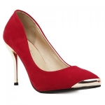 Office Style Solid Colour and Metal Toe Design Pumps