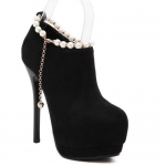 Elegant Suede and Beading Design Women's Ankle Boots